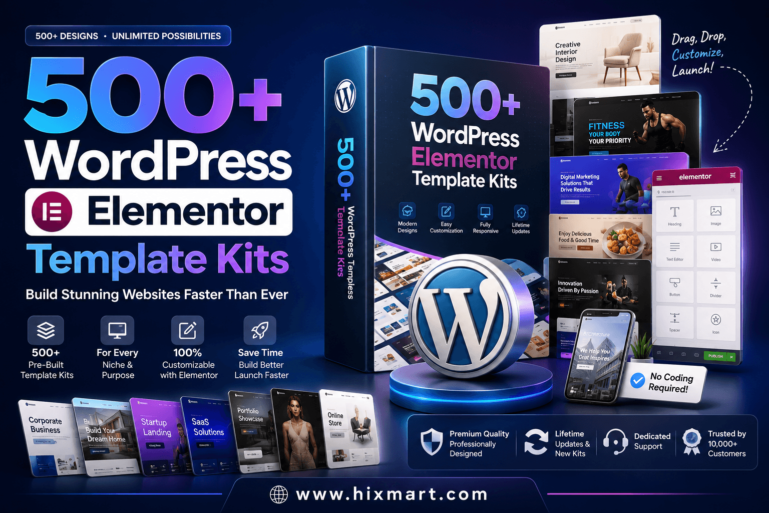 500+ word press elementor template kit — Design Assets on HixMart